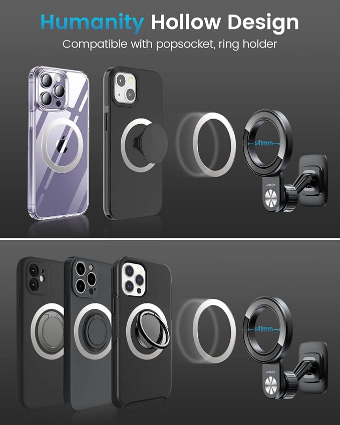 APPS2Car 2-Pack Compatible for Magsafe Phone Holder for Car - Designed for iPhone 17/16/15/14/13/12 Official Magsafe Case