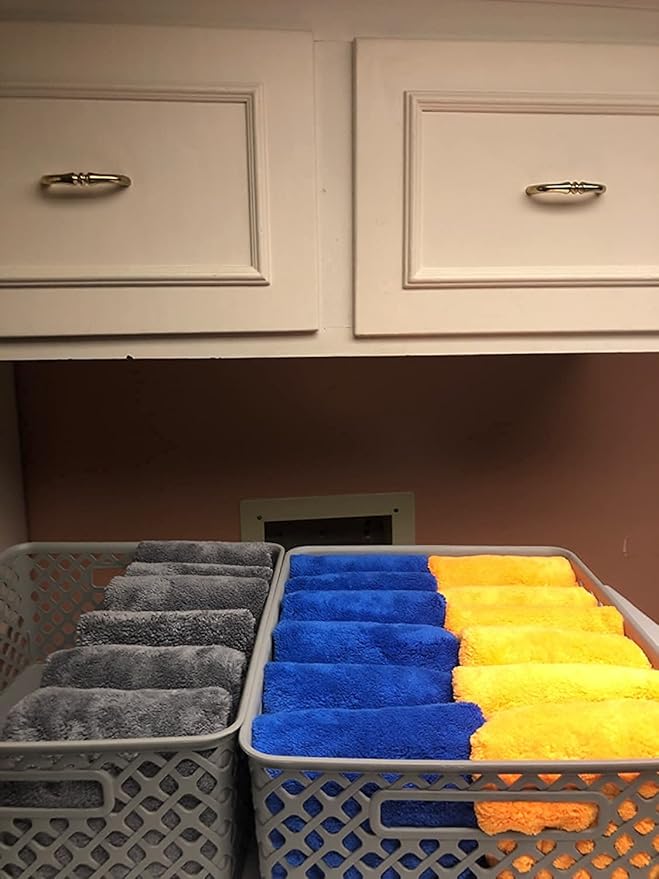 Plush Edgeless Microfiber Towel for Car, Soft Drying Wash Detailing Buffing Polishing Towel, 500 GSM 6PACK 16 x 16inches (Black, 6Pack)