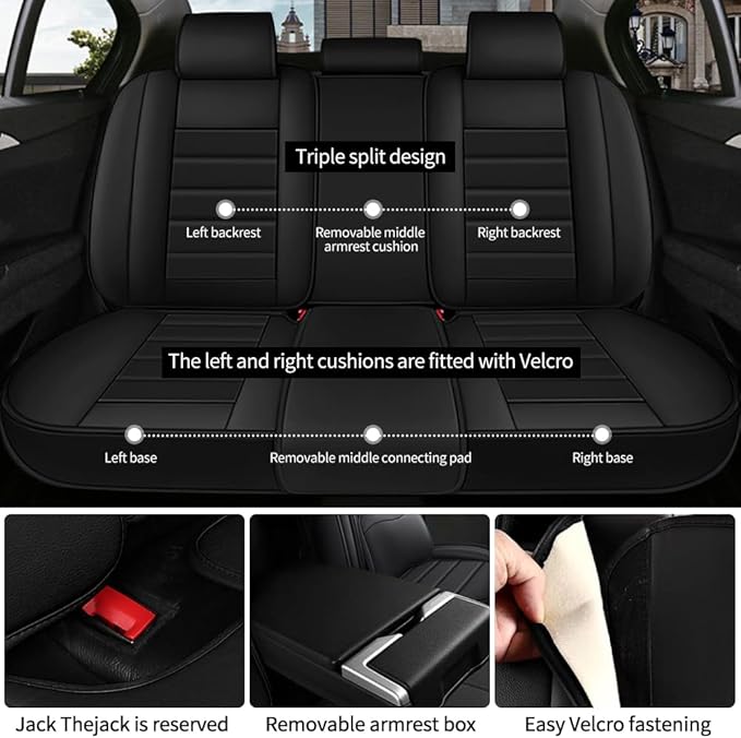 for Toyota Highlander 2006-2026 Seat Covers,Waterproof,Abrasion-Resistant PU Leather Full Set Seat Cover(Luxury Classic Black)