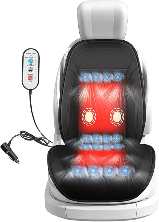 3 in 1 Massage Cushion with Winter, Cooling Seat Covers, Chair Massager for Full Body 12V Car Seat Covers, Gifts for Dad Mom (Winter,Summer,Massage-3)