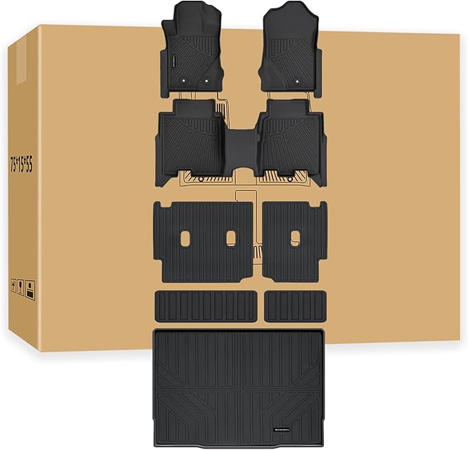 Floor Mats & Trunk Mat for 2021-2024 2025 Ford Bronco 4 Door Cargo Mat Cargo Liner All Weather Seat Cover Protector for Bronco Accessories (Non Sport or 2 Door Model)