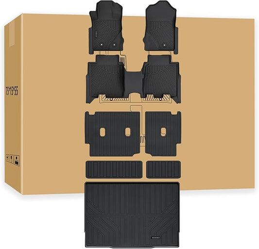 Floor Mats & Trunk Mat for 2021-2024 2025 Ford Bronco 4 Door Cargo Mat Cargo Liner All Weather Seat Cover Protector for Bronco Accessories (Non Sport or 2 Door Model)