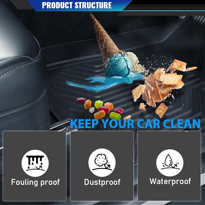 DOTCOM TPE Floor Mats Fit Ford F250 F350 F450 F550 Super Duty Crew Cab 2017-2024,All Weather Full Cover Protection 1st & 2nd Row Truck Mats Cargo Liner Accessories,alfombras para carro 3PCS