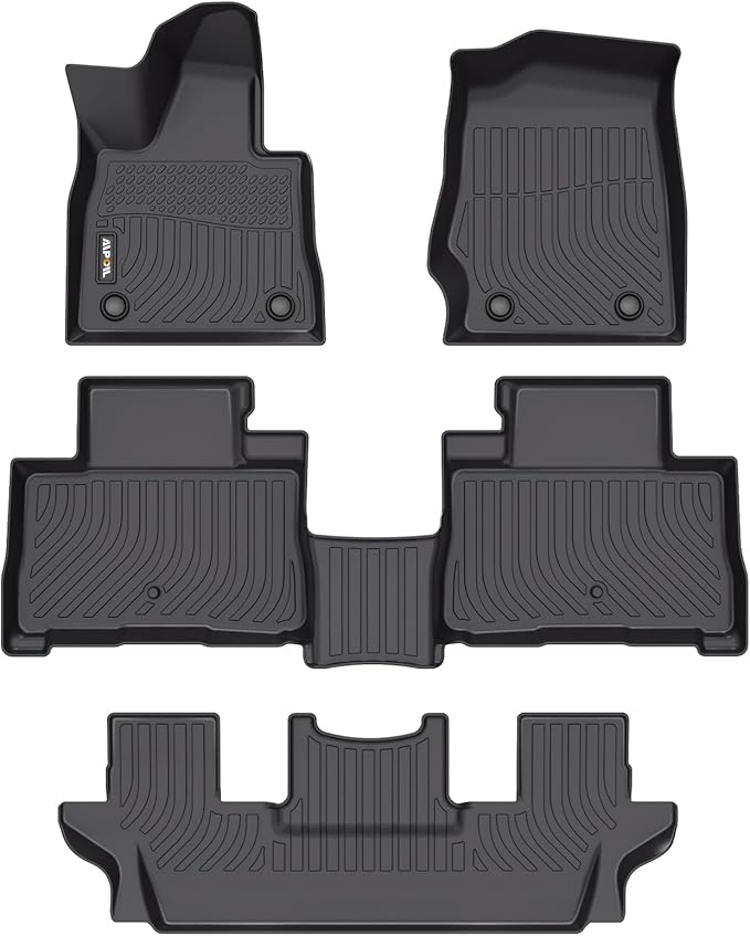 AIPOIL® Floor Mats for 2020-2024 2025 Lincoln Aviator 6 Seats Fits 1st & 2nd & 3rd Row All Weather Protection TPE Anti-Slip Automotive Full Custom Car Mats Accessories - Black
