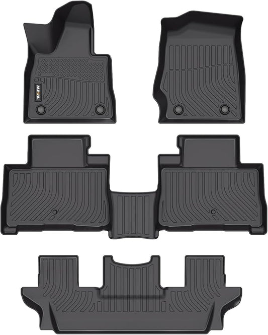 AIPOIL® Floor Mats for 2020-2024 2025 Lincoln Aviator 6 Seats Fits 1st & 2nd & 3rd Row All Weather Protection TPE Anti-Slip Automotive Full Custom Car Mats Accessories - Black