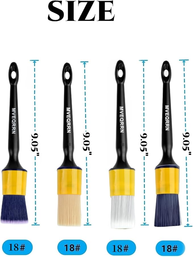 4pcs Car Detailing Brush Set, Boars Hair, Ultra Soft, No Scratch, Interior & Exterior, Includes 4 Different Brushes, Ergonomic Design, Multi-use for Vehicle, Bicycle, Motorcycle, Boat