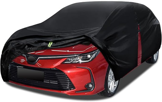 6 Layers Car Cover Waterproof All Weather for Automobiles, Size A2 with Door Zipper & Cotton Universal Fit for Toyota Corolla, Honda Civic, Kia Forte,Hyundai Elantra (178-186 inch)