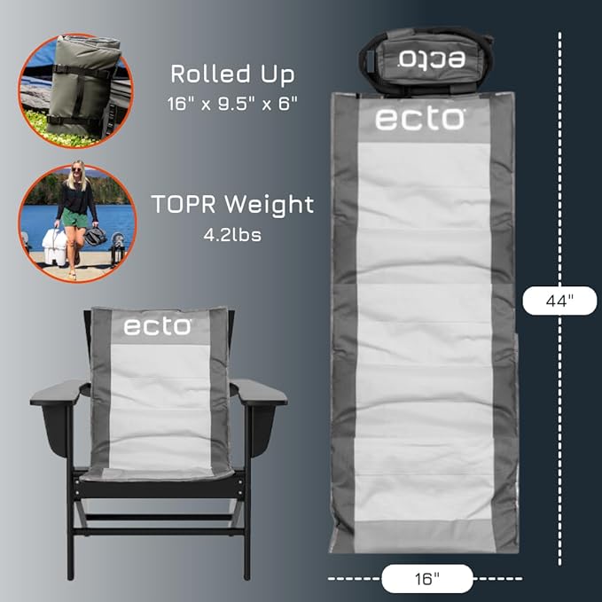 Ecto TOPR Cooling Cushion, Cools Down 45 Degrees up to 10 Hours, Battery Powered for Chair, Bleacher, Car Seat, Camping, Golf Cart, Standard Size (Excludes Battery)