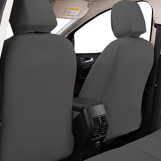 Flying Banner car seat Covers Protects Water Proof Faux Leather Carbon Fiber Fronts Gray Gray