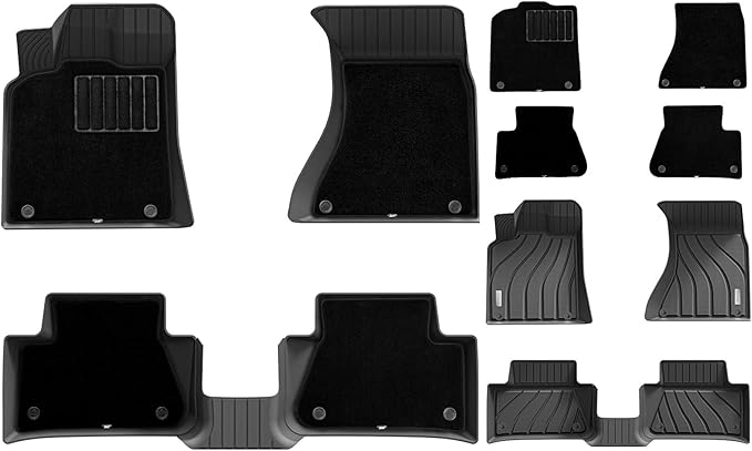 3W Floor Mats & Carpet fit for Porsche Macan(2014-2025 2026), 1st & 2nd Row TPE All-Weather Custom Fit Car Liner, Black