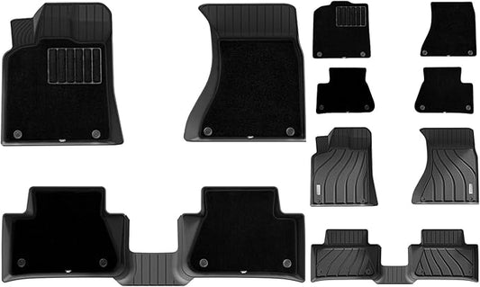 3W Floor Mats & Carpet fit for Porsche Macan(2014-2025 2026), 1st & 2nd Row TPE All-Weather Custom Fit Car Liner, Black