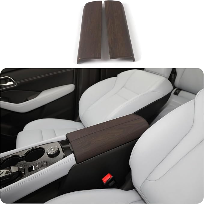 Auto Parts Compatible with Nissan New Rogue 2021 2022 2023 2024 2025Inner Center Console Armrest Box Cover Trim Protector Cap (Peach Wood) ABS 2PCS