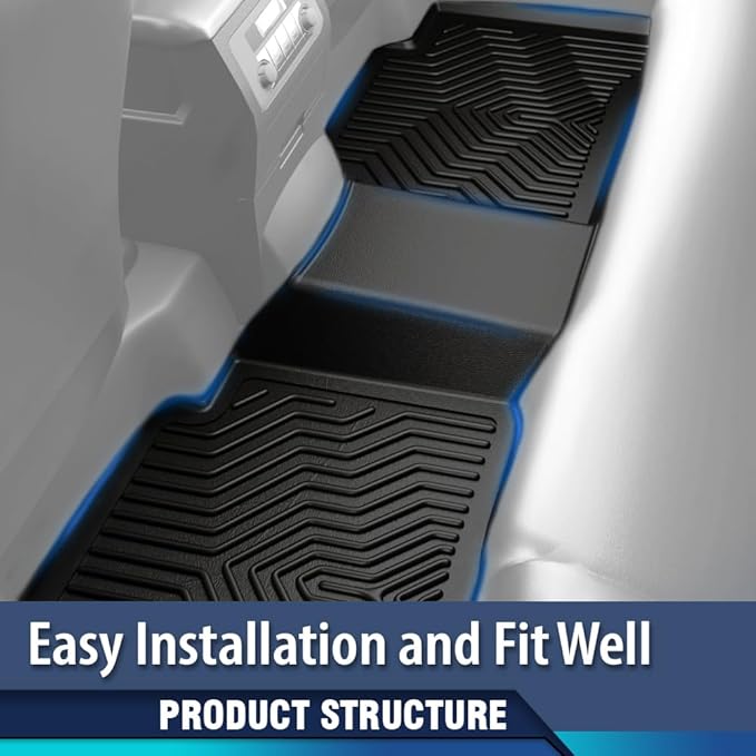 PIT66 Floor Mats Cargo Liners Compatible with Dodge Ram Truck Crew Cab 2009-2018 (NOT Fit Tradesman Quad Cab) (Heavy Duty) 3-Piece Premium All Weather Automotive TPE Liners