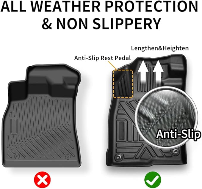 AOMSAZTO Floor Mats for Ford Mustang/Mustang GT 2015-2024 2025 - All Weather Car Floor Liners 1st & 2nd Row Anti Skid Car Mats (Fit Convertible/Coupe/GT/EcoBoost Models)