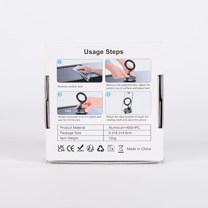 Vacuum Magnetic Phone Holders for Your Car, Upgraded Nano Gel Suction Car Phone Holder, 360° Adjustable Car Phone Mount for MagSafe, Foldable Phone Mount for Car for iPhone & Android