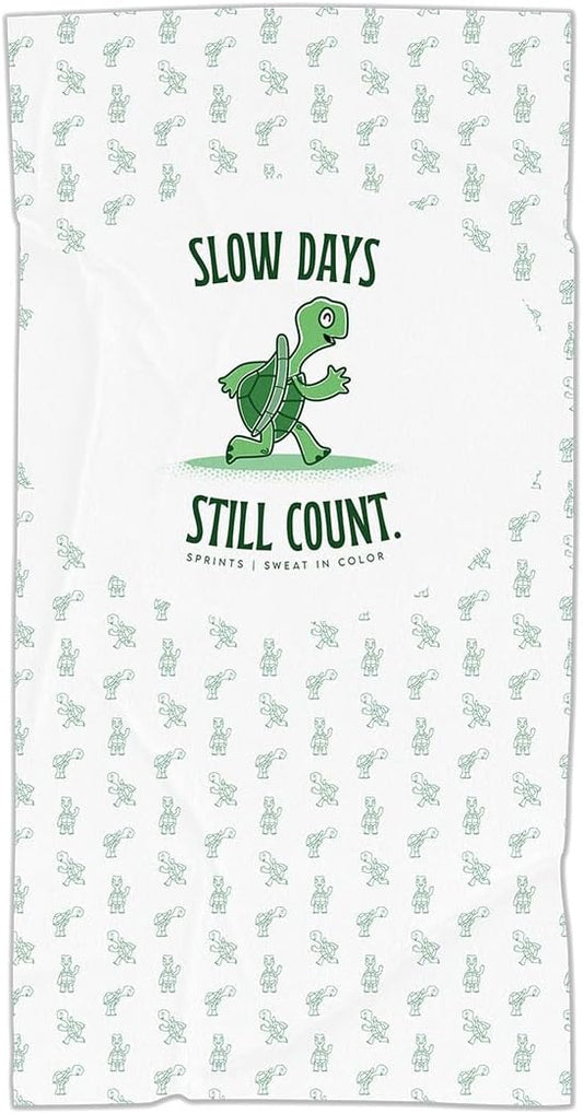 Sprints Athletic Running Towel, Full-Sized, Car Seat Cover - Moisture Wicking (Slow Days Still Count)