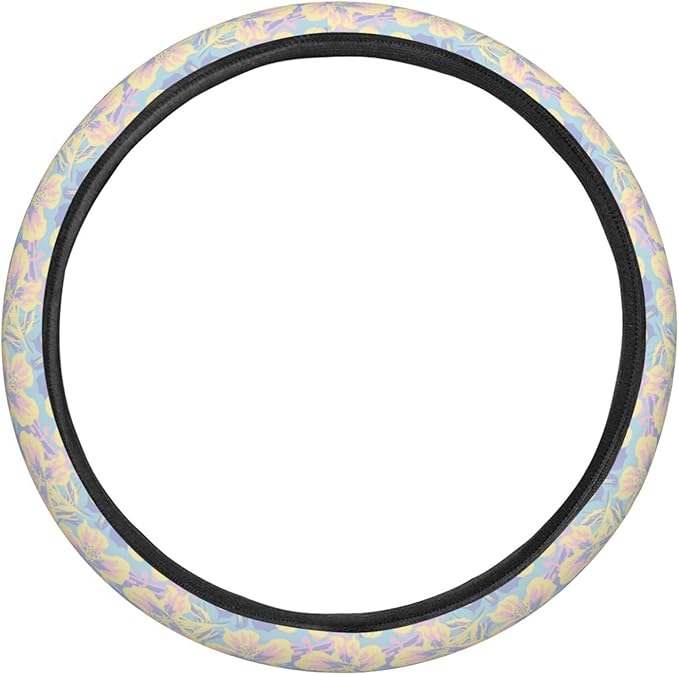 Dujiea Floral Brush Elastic Stretch Steering Wheel Cover, Anti-Slip and Durable Car Steering Wheel Accessories for Women Men, 15 Inch Universal Fit Car, Truck, SUV