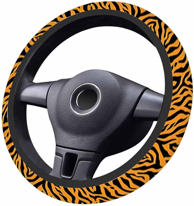 Tiger Stripes Elastic Steering Wheel Cover Yellow and Black Steering Wheel Cover Anti Slip Protective Case Universal Stretch Steering Protector