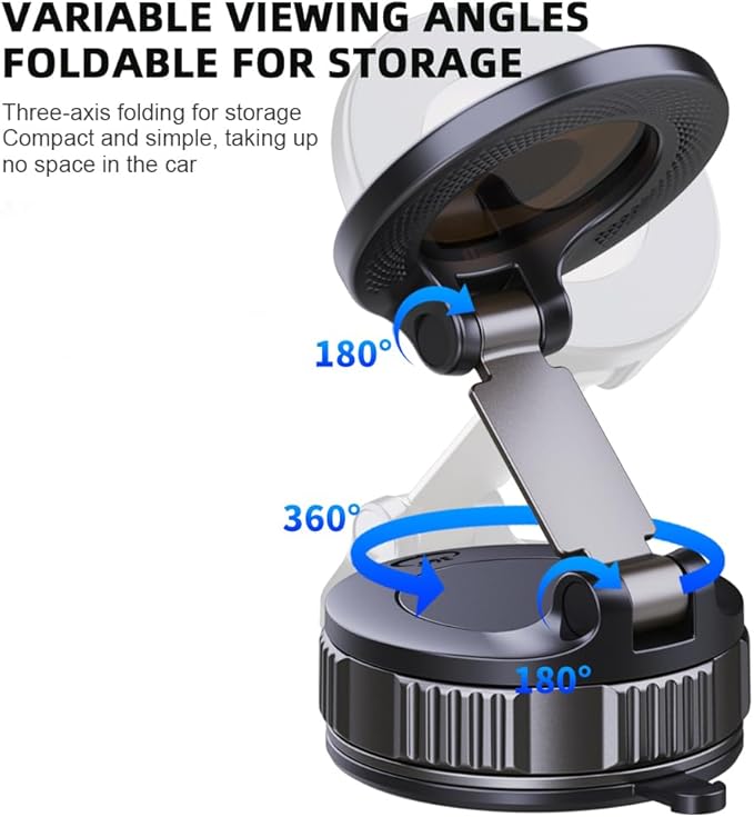 Phone Holders for Your Car Adjustable Upgraded Vacuum Magnetic Suction Cup Phone Mount for Car/Gym/Mirror,Magnetic Car Phone Holder Compatible with iPhone Android and All Smartphones (Black)