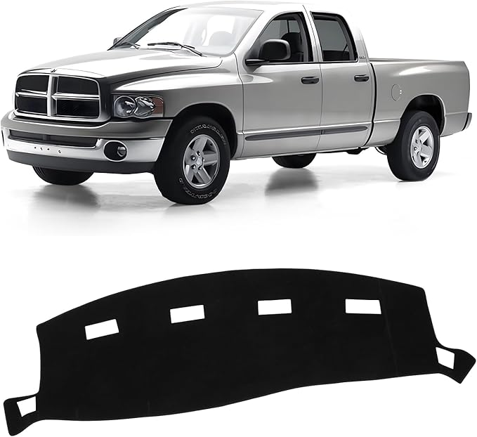 KUST Car Dash Cover for 2002-2005 Dodge Ram 1500, 2003-2005 Ram 2500/3500 Polyester Dashboard Cover Non-Slip Interior Accessories for Dodge Ram Custom Fit Dashboard Mat No Glare Black