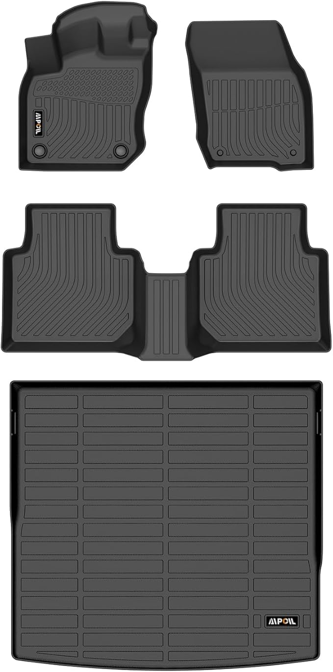 AIPOIL® Floor Mats & Cargo Liner Set for 2025 VW Tiguan All Weather Protection TPE Anti-Slip Automotive Full Set Custom Car Mats Volkswagen Tiguan Accessories - Black