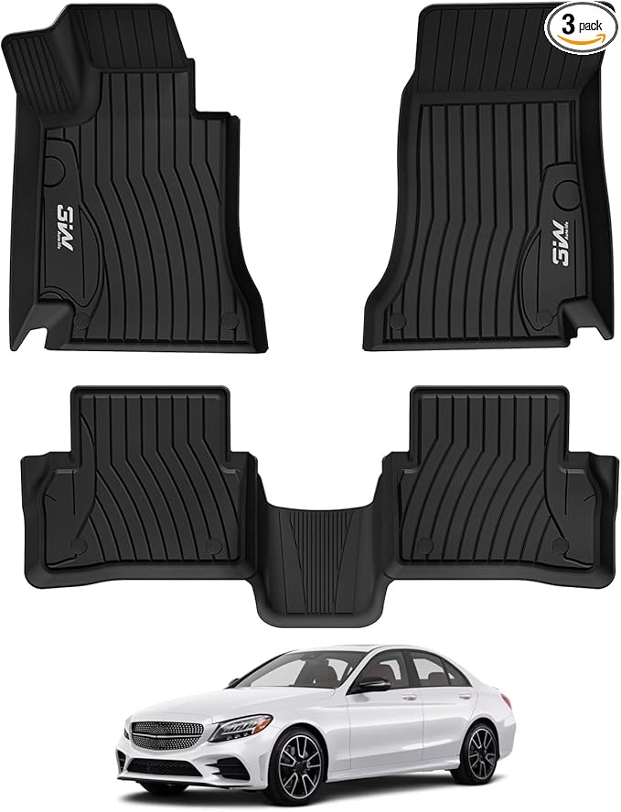 3W Floor Mats Compatible for Benz C-Class 2015-2021 (for Sedan Only) TPE All Weather Custom Fit Floor Liner for Benz C-Class C300/C350e/C43 AMG/C63 AMG/C63 AMG S Car Mats