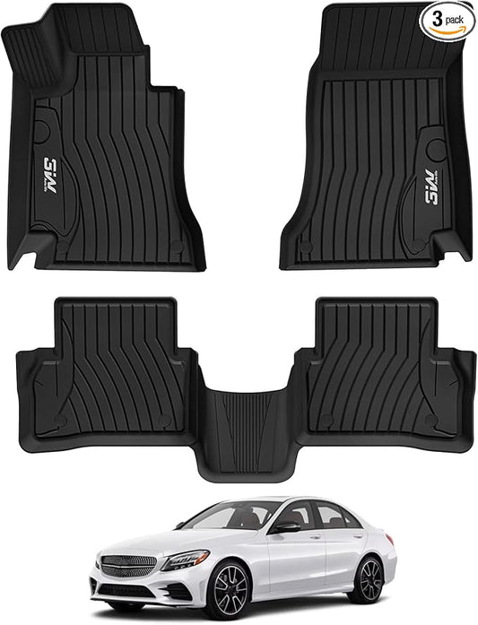3W Floor Mats Compatible for Benz C-Class 2015-2021 (for Sedan Only) TPE All Weather Custom Fit Floor Liner for Benz C-Class C300/C350e/C43 AMG/C63 AMG/C63 AMG S Car Mats
