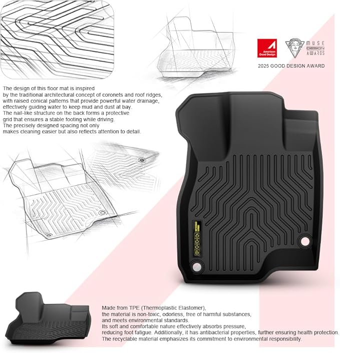 TPE Floor Mats Cargo Liners All-Weather Protection Compatible with Ford Expedition 2018-2025 with 2nd Row Bucket Seats Only for Carpet Flooring 1st & 2nd & 3rd 5PCS alfombras para carro