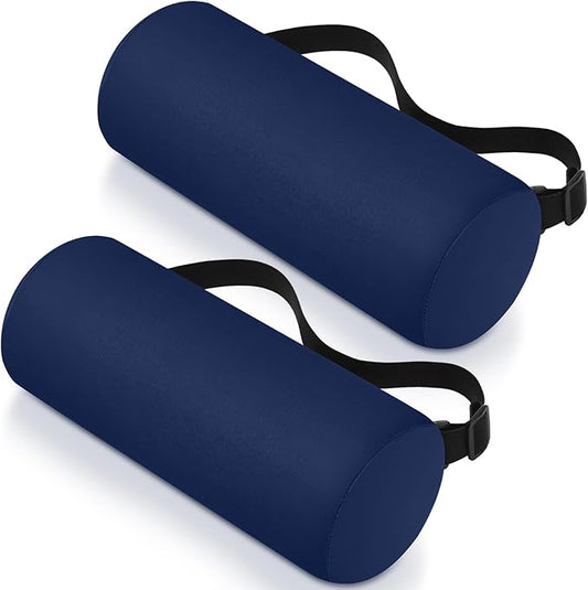 Wenqik 2 Pcs Lumbar Support Pillow Lumbar Roll Lower Pillow Office Seat Cushion with Adjustable Strap and Washable Cover for Travel Gaming Chair Car Seat Pain Relief (Blue)