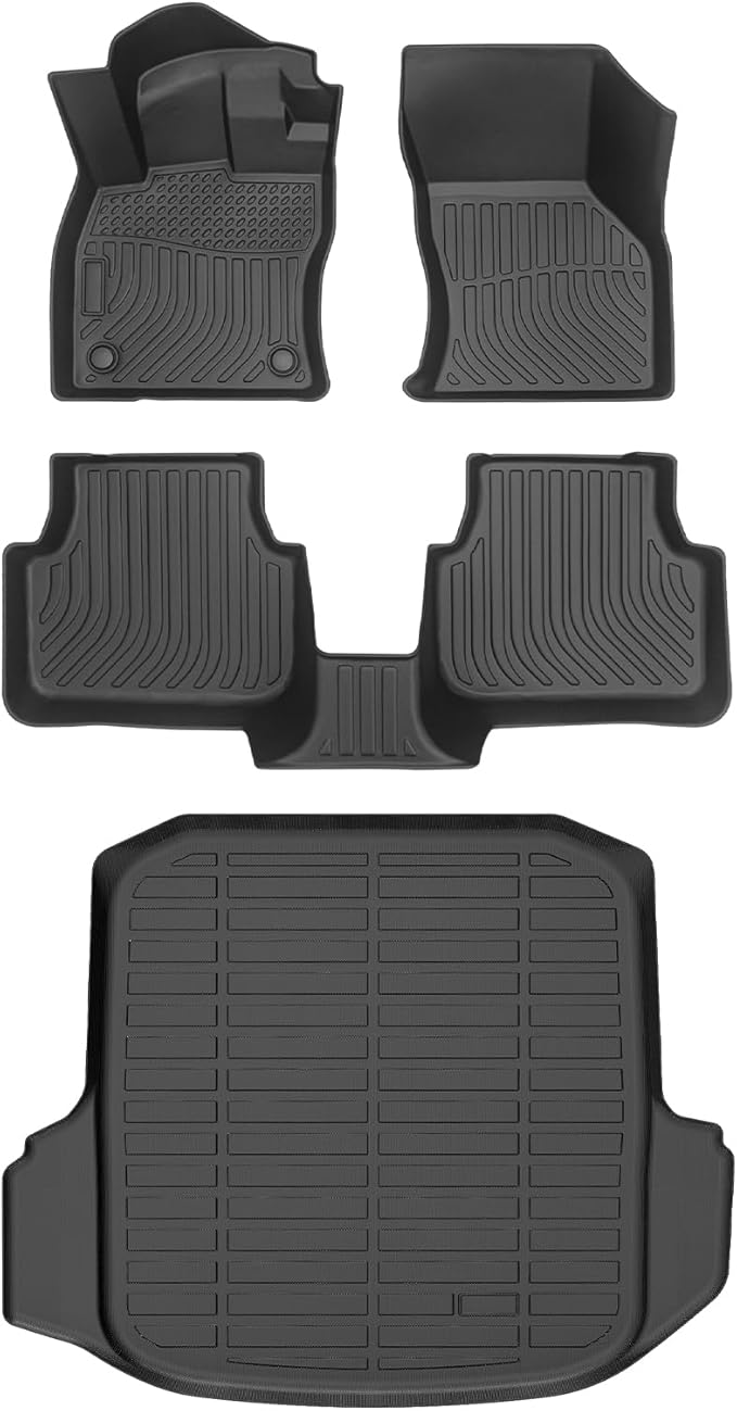 Floor Mats & Cargo Liner for Volkswagen Jetta 2019-2025, All Weather Automotive TPE Floor VW Jetta Liners Set Waterproof Accessories Black