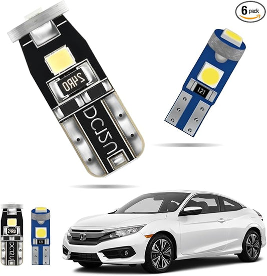 EASY EAGLE LED Interior Car Lights for Honda-Civic-2016-2021: 6 Piece Kit White LED Light Bulbs - Super Bright 6000K + Install Tool
