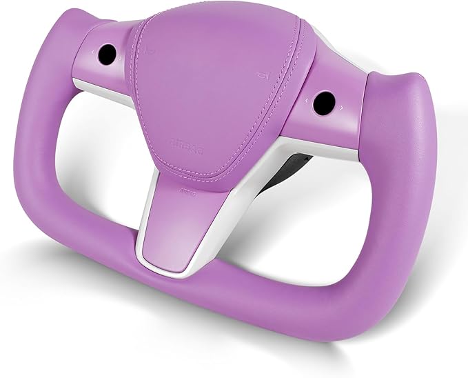 ZIMABLUE Yoke Steering Wheel Upgrade Personalized Yoke Steering Wheel Nappa Leather with Heating Function Compatible with Tesla Model 3 Y 2018-2023 (Purple Nappa)