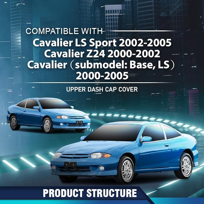 PIT66 Dash Bezel Cover W/adhesive, Compatible with Chevy Cavalier LS Sport 2002-2005/ Cavalier Z24 2000-2002/ Cavalier Base LS 2000-2005 Dashboard Panel