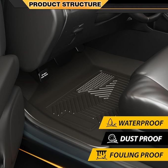 TPE Floor Mats Cargo Liners 3PCS, Compatible with Toyota Tacoma Double Cab 2016-2023, Floor Liners Interior Accessories All Weather Full Cover Protection