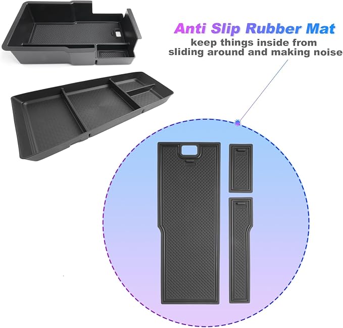 SXCY 2PCS for 2025 2026 Chevrolet Equinox Accessories for 2025 2026 Equinox Center Console Organizer Console Tray for 2025 2026 Equinox Console Organizer Armrest Storage Box Black Mats(Armrest+Under)