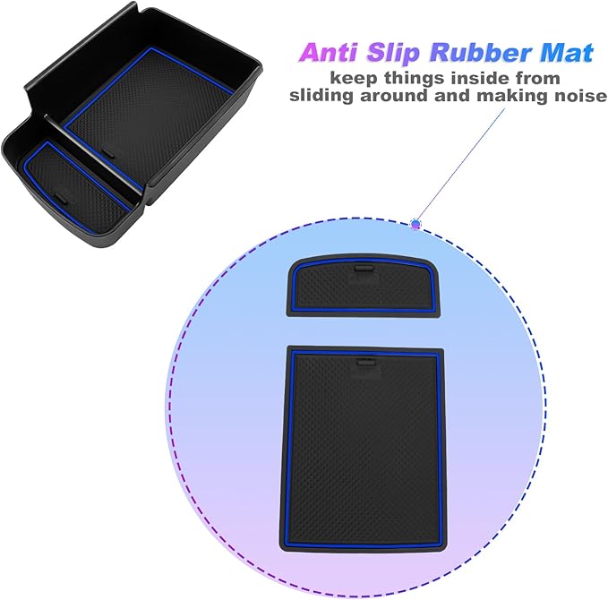 SXCY Fit for 2024 2025 Chevy Trax Center Console Organizer Tray 2024 2025 Chevy Trax Accessories(LS LT 1RS 2RS ACTIV) Armrest Storage Box Console Tray for 2024 2025 Trax Console Organizer Blue Mats