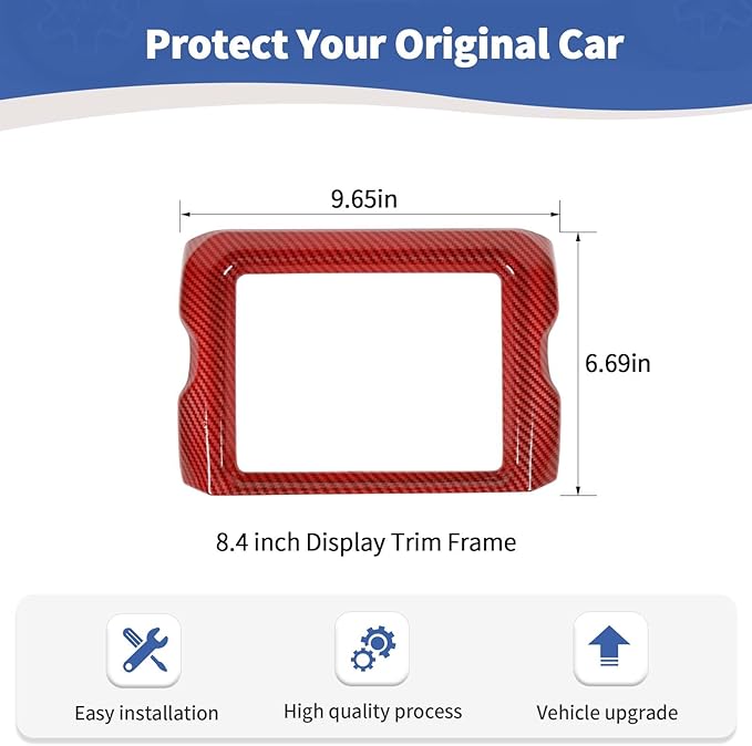 RT-TCZ for Jeep JL Center Console Radio Display Panel Trim Cover for Jeep Wrangler JL JLU Gladiator JT 2018-2023 Red Carbon Fiber Interior Accessories 8.4 inch