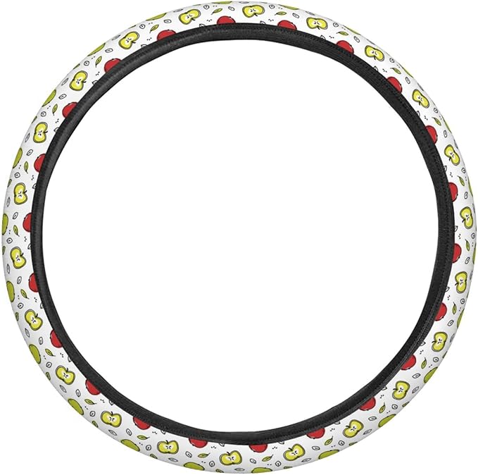 Dujiea Green and Red Fruit Elastic Stretch Steering Wheel Cover, Anti-Slip and Durable Car Steering Wheel Accessories for Women Men, 15 Inch Universal Fit Car, Truck, SUV
