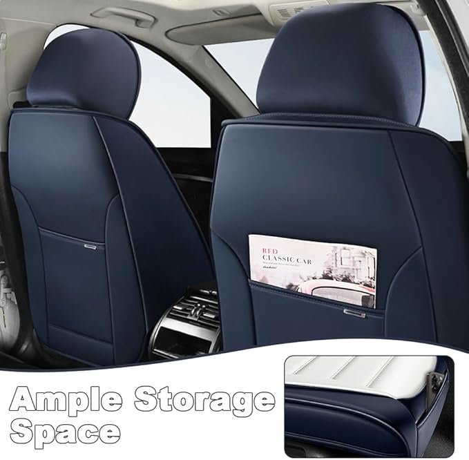 5 Seat Covers Fit for Acura Integra 2023-2026, Waterproof Premium Leather Automotive Accessories Seat Protectors Seat Cushions Wear-Resistant Car Seat Covers(Blue&White,Full Deluxe)