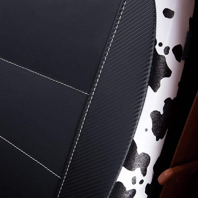Flying Banner car seat Covers Protects Water Proof Faux Leather Carbon Fiber Fronts Cow Black