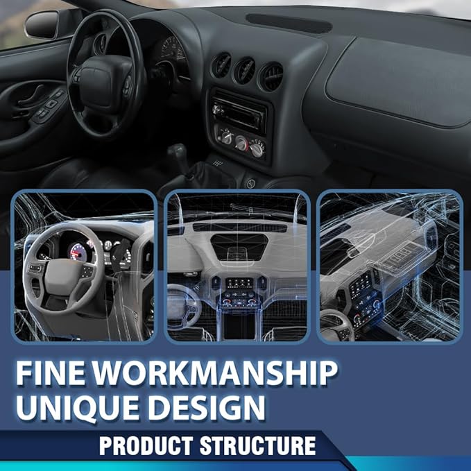 PIT66 Dash Cover Dashboard Compatible with Pontiac Firebird 1993 1994 1995 1996 Dark Gray Instrument Panel