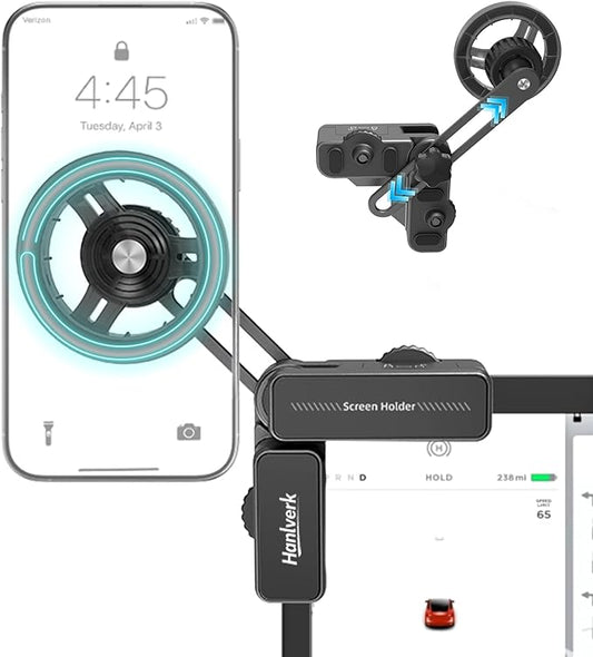 Screen Clip Phone Holder, Magnetic Car Phone Mount for Tesla Model 3/Y/S/X/Cybertruck, Adjustable Extendable Cellphone Holder for MagSafe for iPhone 17 16 15 14 13 12 Series, and More(Classic Model)