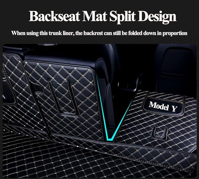 Tesla Model Y Rear Trunk Storage Mat Car Trunk Liner Compatible with Tesla Model Y (2020-2026) 2 Piece