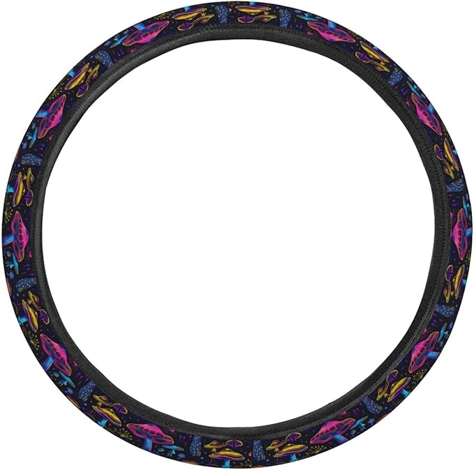 Magic Neon Mushroom Steering Wheel Covers Anti-Slip Elasticity Car Accessories Steering Wheel Protector Universal 15 Inch for Cars SUV Vehicle Truck