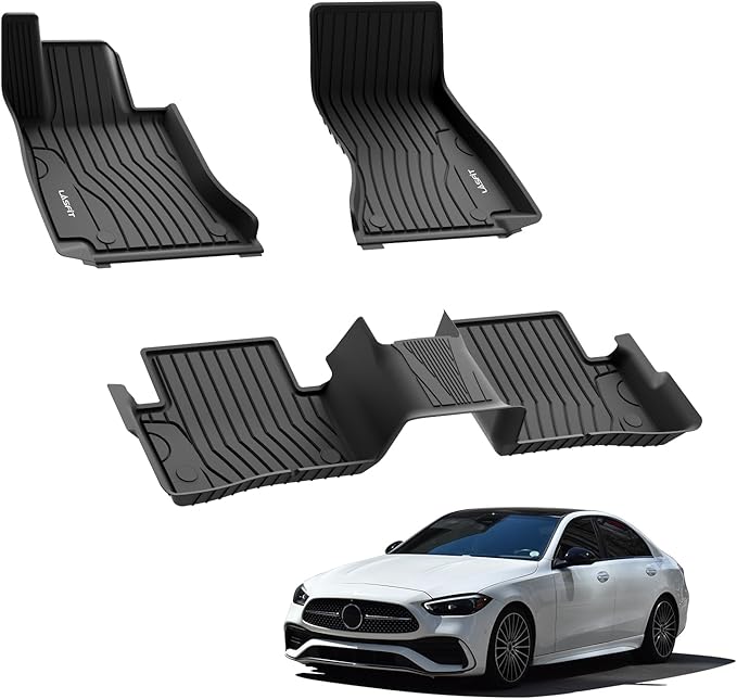 LASFIT Floor Mats for Mercedes Benz C Class 2026 2025 2024 2023 2022 C300 / C43 AMG / C63 AMG S / C63 AMG S E (Fit Sedan Only), All Weather TPE Floor Liners for C Class Car Mats, 1st & 2nd Row Set