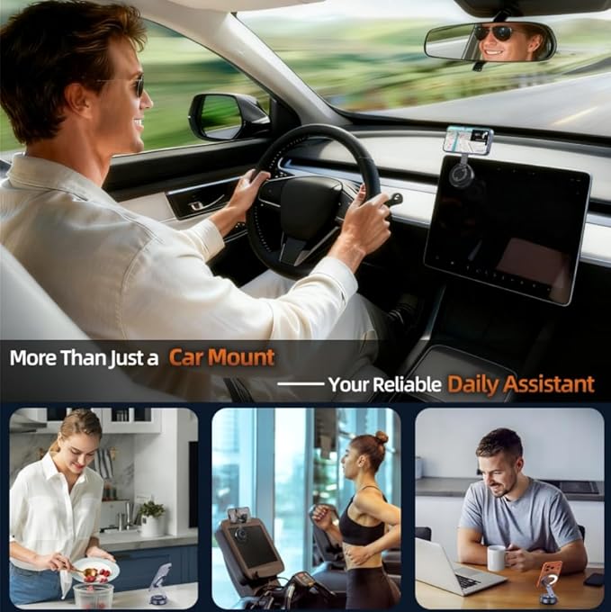 2026 Upgraded Vacuum Magnetic Phone Holder for Car for Magsafe [24X Strongest Magnets][5X Durability] 360° Adjustable Car Phone Mount, Cell Phone Holders for iPhone 17 Pro Max 16-12 Air Plus