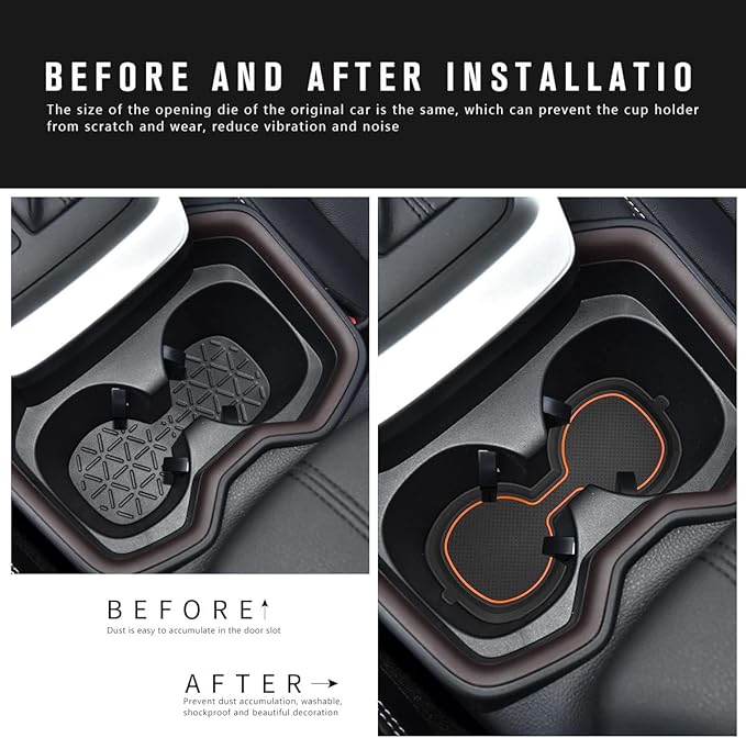 Auovo 3D Cup Holder Inserts for Toyota RAV4 Accessories 2025 2024 2023 2022 2021 2020 2019 Silicone Center Console Cup Holder Coaster Liner Mat Pad Interior Trims (Orange, 2pcs kit)