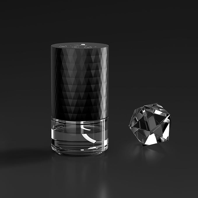 Airversa Waterless Diffuser Essential Oil 100mL Capacity Scent Air Machine for Home Aromatherapy Premium Metal Nebulizer Battery Operated 3 Mist Settings 3 Countdown Timers Color Light AN5(Black)