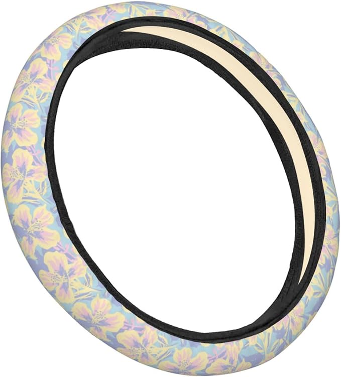 Dujiea Floral Brush Elastic Stretch Steering Wheel Cover, Anti-Slip and Durable Car Steering Wheel Accessories for Women Men, 15 Inch Universal Fit Car, Truck, SUV