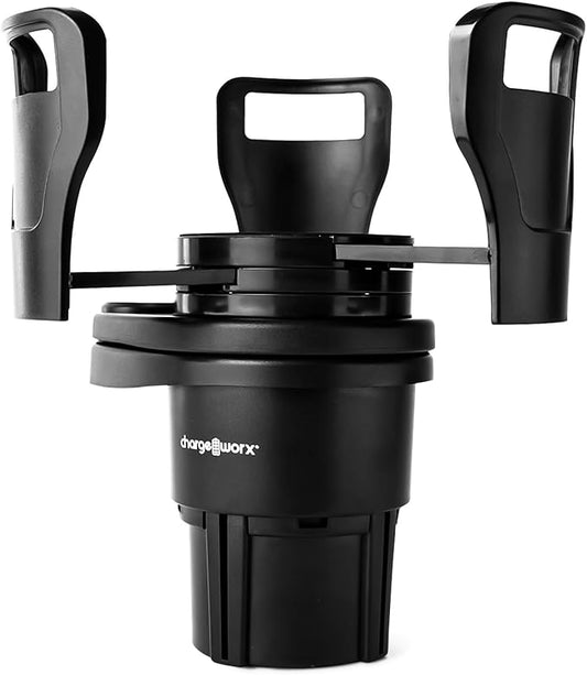 2-in1 Car Cup Holder Expander, Keeps Large Drink Cups Secure – Adjustable Base, Supports Cups with Handles – Compatible with Stanley, HyrdoFlask, Yeti Tumbler – 32/40 oz. Large Drinks, Small Bowls